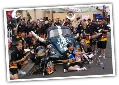 Photo of PDX's Power Pep Band.